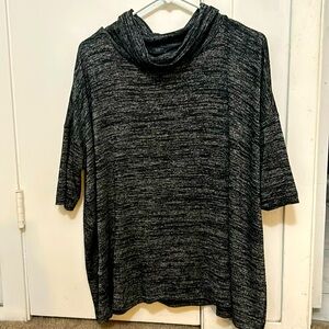 Ann Taylor top blouse sweater Petite knitted black , grey loose turtkeneck